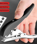 Beast Of A Heavy Duty Single Hole Punch Handheld Paper Punch with ergonomic handle and built-in spring in use on white paper