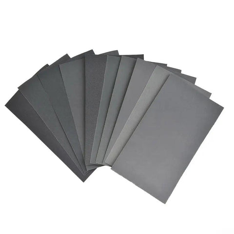 15-Piece Wet And Dry Sandpaper Set With Silicon Carbide Sheets For Metal Wood Glass And Plastic Polishing Grits 200-3000 fanned out view