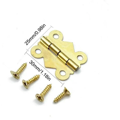 Butterfly Butt Hinge Set With Screws, Iron Door And Cabinet Hinges, DIYers Friendly Size 25x30mm, shown with screws