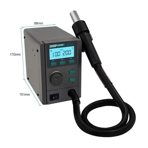 580W Digital Vortex Hot Air Rework Station With LCD Display Auto Sleep Fast Desoldering Soldering Tool for PCB and Mobile Repairs