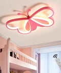 Pink Butterfly LED Ceiling Light Fixture For Kids Room Modern Flush Mount Dimmable With Remote 36W 110V in child bedroom