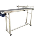 59 Inch By 7.8 Inch Flat Conveyor Belt With Stainless Steel Frame And PVC Belt 110V Power Adjustable Speed Beefy Pro Grade Industrial Drive Belt With Dual Guard Rails