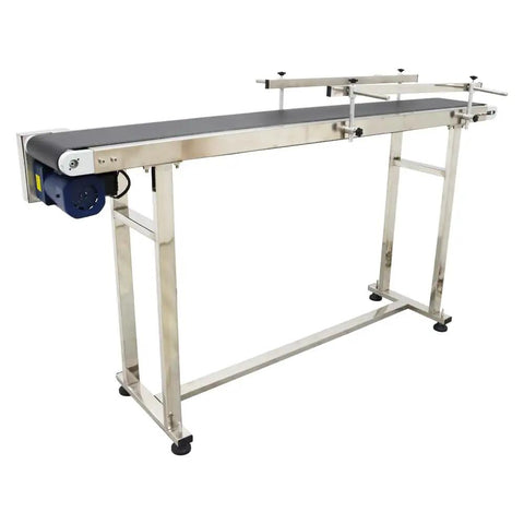 59 Inch By 7.8 Inch Flat Conveyor Belt With Stainless Steel Frame And PVC Belt 110V Power Adjustable Speed Beefy Pro Grade Industrial Drive Belt With Dual Guard Rails