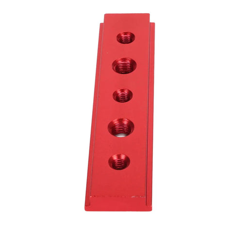 Cut Like Butter 100Mm T Slot Miter Track With Holes Aluminum Alloy Woodworking Gutter Electric Circular Saw Workbench Fixture Guide Pro Built Tough Smooth Slick Red, profile view showing red aluminum track with threaded holes.