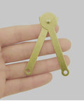Gold Metal Lid Support Hinges Set Heavy Duty 2.68 by 0.31 Inch in hand, showing size and material, for jewelry boxes and cabinets.