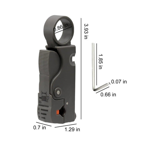 Two Piece Coax Cable Stripper Kit With Wire Cutter And Crimping Tool for RG59 RG58 RG6 RG11 with compact size and ABS construction