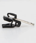 Side view of a black slider from the 12 Piece Black Zipper Repair Kit With Replacement Sliders And Teeth Universal Fit For Jackets.