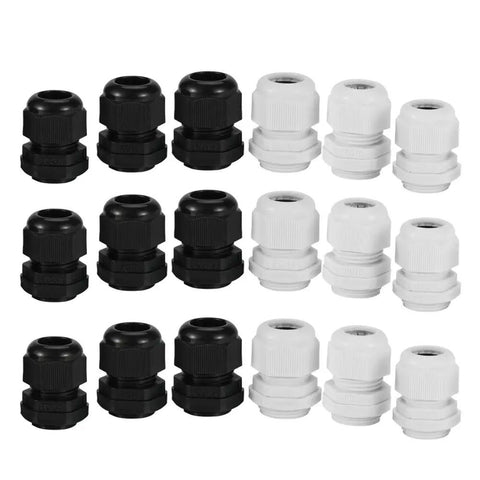 One Stop 45 Pack Cable Gland Kit Waterproof Plastic Glands Adjustable 3 To 15mm Includes PG7 PG9 PG11 PG13.5 PG16 PG19