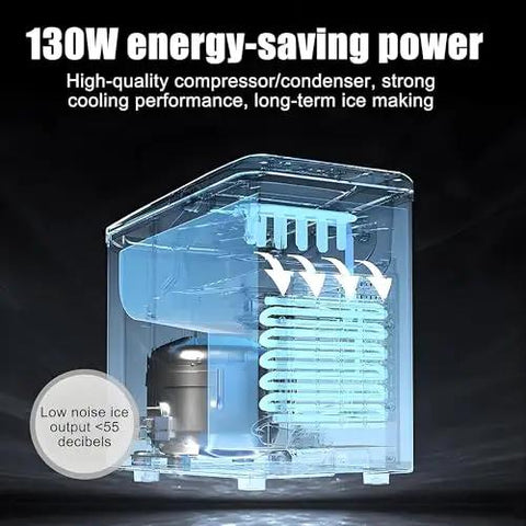 High-quality compressor design of Self Cleaning Countertop Nugget Ice Maker Churns Out Twenty Six Pounds Of Bullet Ice Daily.