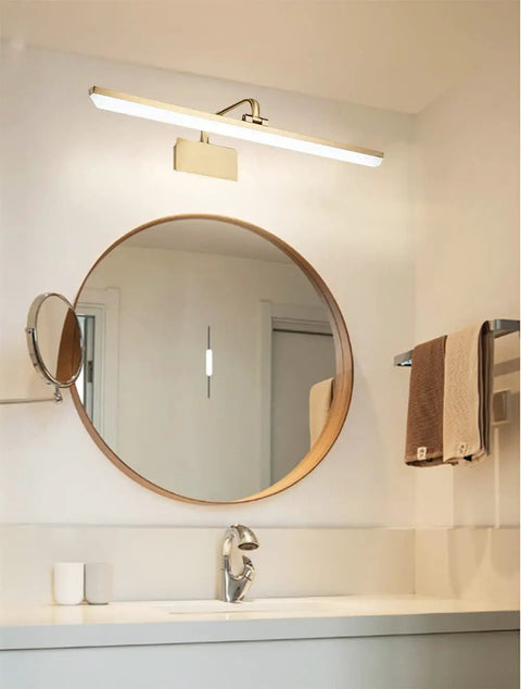Dope Antique Brass Arc Arm Wall Sconce With Long Acrylic Linear Picture Light In Gold Gallery Artwork Adjustable Warm Light 50 CM Length 180 Degree Rotatable Hinge Modern Vanity Lighting For Hallway Or Living Room