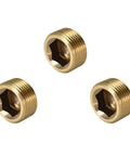 Half Inch NPT Brass Pipe Plug Fitting With Internal Hex Head Counter Sunk Thread Style Male Pipe Plugs Pack Of 3