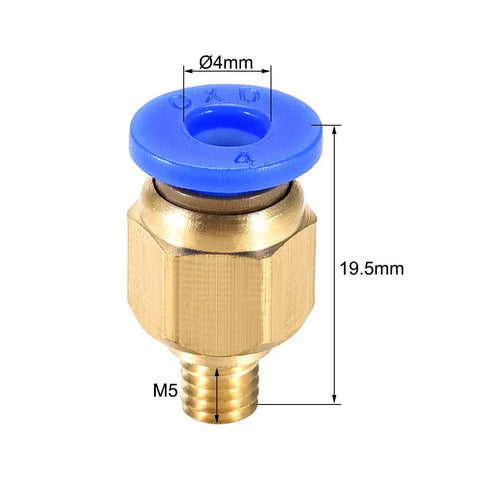 Push To Connect Pneumatic Brass Fittings For 4mm OD Tubing And 1.75mm Filament M5 Thread No Tool Needed Quick Connect 3D Printer