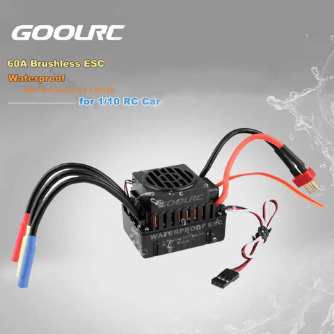 Waterproof 3650 3500KV Brushless Motor With 60A ESC Combo for RC cars showing ESC with wires and connectors