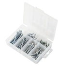 Knockout 120 Piece Electrician Screw Kit Featuring 8-32 Round Phillips Head Machine Screws In Six Assorted Lengths in clear plastic case.