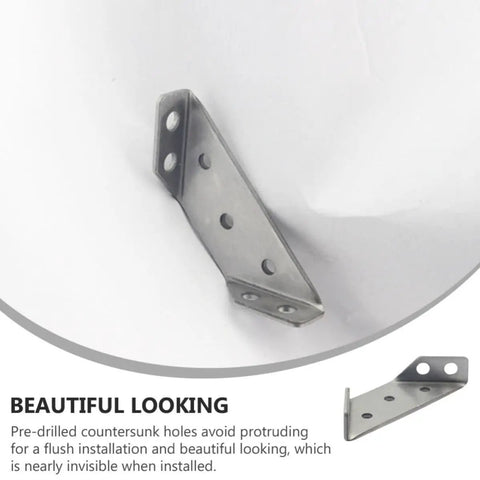 Heavy Duty Stainless Steel Trapezoid Angle Bracket with pre-drilled holes for shelving and furniture joints