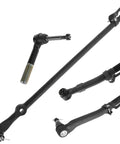 Ford Super Duty 4WD Replacement 4 Piece Tie Rod End Steering Drag Link Kit Front Driver and Passenger Side Inner and Outer Ends Left and Right Beefed Up OE Quality Heavy Duty Front End Steering Upgrade, four black steel tie rods
