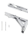 Stainless Steel Folding Shelf Brackets Set Of Four Wall Mounted Heavy Duty Collapsible Table Hinges with screws, 18 inches.