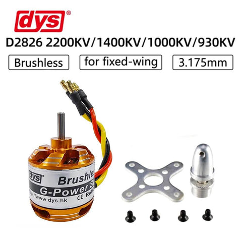 D2826 1000KV Brushless Outrunner Motor For RC Aircraft And Multicopters 2 To 3S LiPo Ready 3.17mm Shaft Includes 3.5mm Banana Plug Adapters