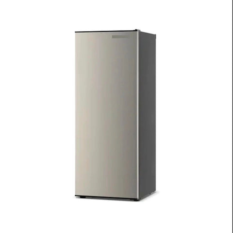 Six Point Five Cubic Foot Garage Ready Convertible Refrigerator Freezer in platinum finish, upright model for home or basement use.
