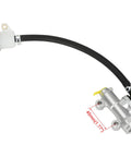 Beefed Up Brake Master Cylinder With Caliper Pads Assembly For 196cc Coleman KT196 Go Kart, silver cylinder with hose attachment.