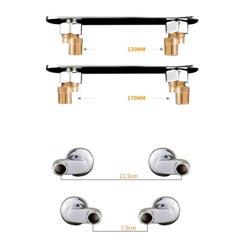 304 Stainless Steel Wall-Mounted Faucet Multifunctional Kitchen Tap Hot & Cold Water universal installation specifications with measurements.