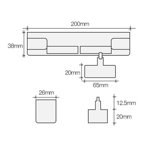 Technical drawing of External Opening Door Buffer Closer for auto closing, showing dimensions for exterior doors, right hand opening.