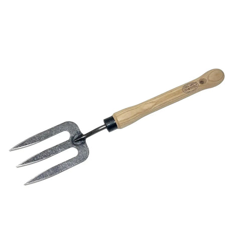 Mid Size Garden Fork For Loosening And Aerating Soil With Hardened Boron Steel Tines And Ash Hardwood Handle Heavy Duty Hand Cultivator Tool