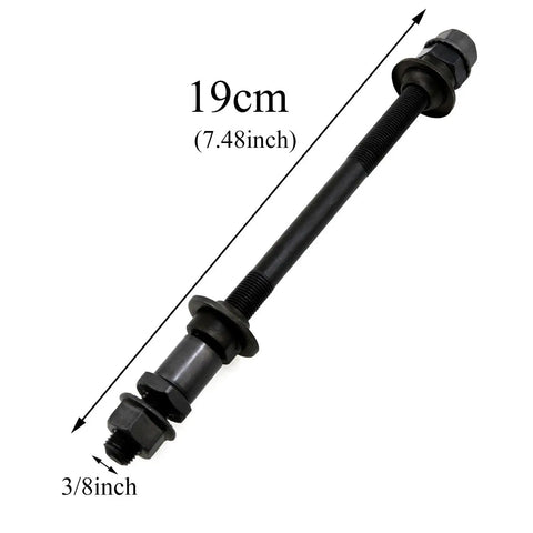 Beefed-Up Heavy Duty Bicycle Rear Hub Axle 190mm 7.48in 3 By 8 Inch 26 TPI Black Steel Replacement for Multi Speed Bikes