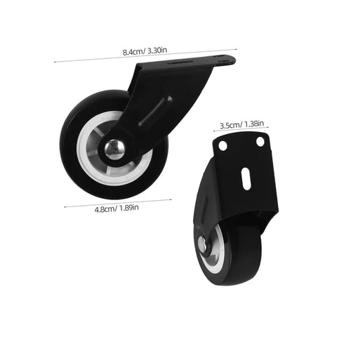 Heavy Duty Sliding Door Track Roller Wheels Four Pack Glides Smooth With Zero Drag Barn Door Hardware close-up view with sizes shown