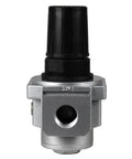 Top Shelf Air Pressure Regulator Valve For Compressor With Included Dial Gauge And Quick Lock Knob, silver aluminum body, 1/4 inch port