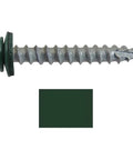 Heavy Duty Pro Grade 14 By One And A Half Inch Ivy Green Metal Roofing Screws With Hex Washer Head Self Starting Tapping