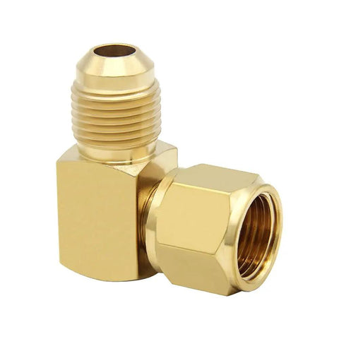 Beefy Brass 90 Degree Flare Elbow Fittings Three Eighths Inch Female Swivel To Three Eighths Inch Male Flare Connectors Heavy Duty Gas Line Fittings For Olympian Low Pressure Heaters Two Pack brass elbow fitting