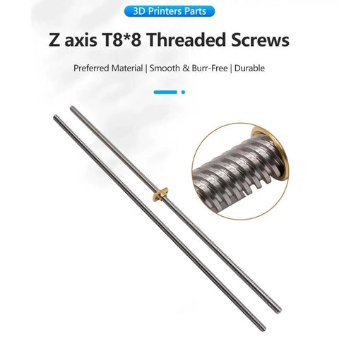 8mm T8 Trapezoidal Lead Screws Kit, 365mm Length, 2mm Pitch, Brass Nut, Pack Of 2, Ready To Bolt On For 3D Printers CNC And Linear Actuators, Great DIY Upgrade Or Replacement