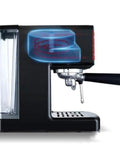 Side view of Small Household Coffee Machine With 1.7L Capacity, Semi Automatic Espresso Grinder, Pump Pressure Brew System With Steam Foam