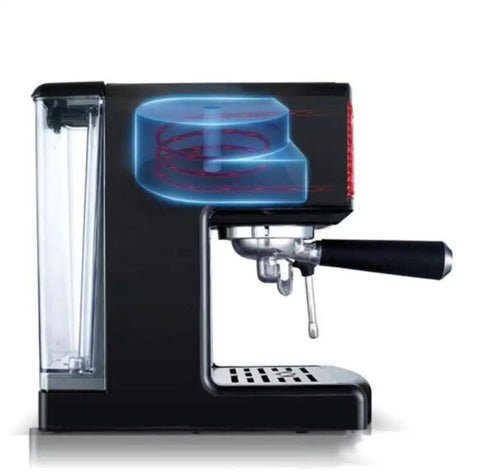 Side view of Small Household Coffee Machine With 1.7L Capacity, Semi Automatic Espresso Grinder, Pump Pressure Brew System With Steam Foam