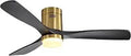 52 Inch Flush Mount Ceiling Fan With LED Light And Remote Low Profile Wood Blades Quiet DC Motor Modern Farmhouse Look