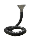 Heavy Duty Industrial Grade Welding Fume Extractor Rig With Adjustable Long Reach Flexible Hose. Black flexible hose with metal funnel.