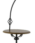 Brushed Steel Andros Floor Lamp With Glass Tray Table 150W 3 Way Hardback Fabric Shade Matching Harp And Finial No Fuss Assembly