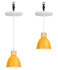 Kiven Instant Light Conversion Kit for 4/5/6inch Hole,Metal Farmhouse Lighting Recessed Can Light Conversion Kit to Pendant with E26 Screw-in Adapter for Kitchen Island Hallway Yellow TB1649 2Pcs with yellow metal shades.