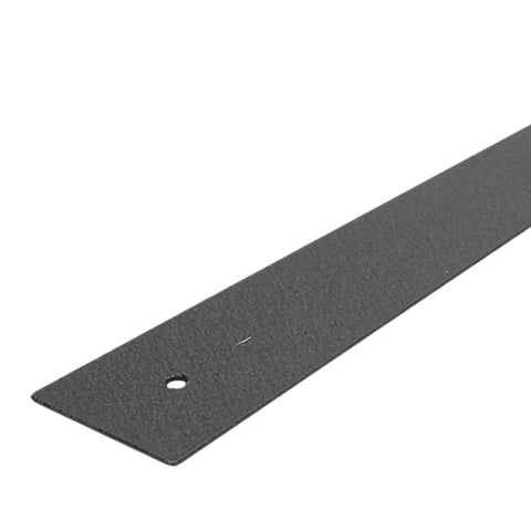 Close-up of carbon steel hinge from Matte Black Garage Door Hinges And Handles Kit, showcasing screw hole detail and matte finish.