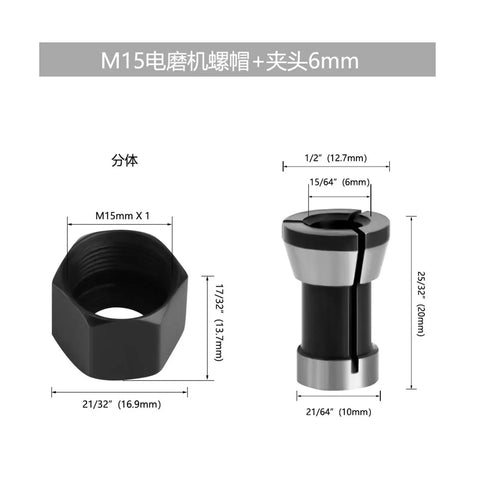Heavy Duty C Nut Collet Adapter For CNC Router And Carving Machine ER Clamp Fits 12mm Alloy Steel Precision Tooling Accessory showing dimensions.