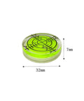 Set Of Six Hella Accurate Round Bubble Spirit Levels With Durable Waterproof Black Finish And Crisp Alignment Grooves For Nailing Every DJ Turntable Tripod Telescope Or Bookshelf Project Today, 32mm round vial with green fluid.