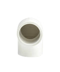 Front view of Two Way One Half Inch PVC Pipe Fitting 90 Degree Elbow Socket Adapter Coupling Schedule 40 White Ten Pack For Easy DIY Projects