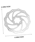 Top Shelf Front And Rear Disc Brake Rotor Kit For Mountain Bikes With Silver Aluminum Build 160mm Diameter Mechanical Setup Dual Knob Adjustment To Legit Crush Every Gnarly Trail, front rotor shown close-up.