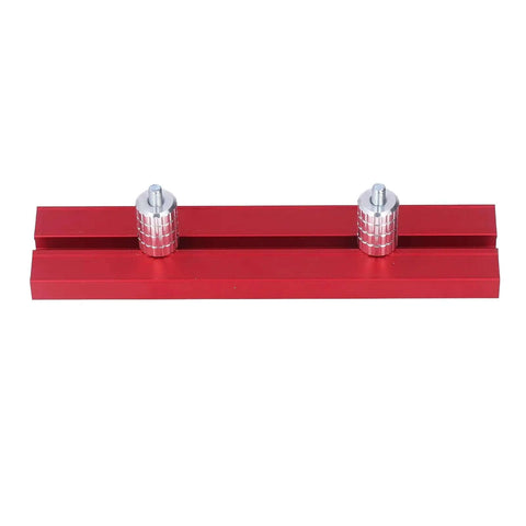 Planing Stop Kit With Pew Dog Positioning Clamp For Workbench Use, Aluminum Alloy Construction With Red Finish, Top View