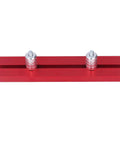Planing Stop Kit With Pew Dog Positioning Clamp For Workbench Use Aluminum Alloy Construction, top view of red clamp with screws.