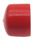 Side view of a red rubber bearing cap, part of a Four Pack 1.98-Inch Red Rubber Bearing Caps For Trailer Wheel Hub Dust Covers Keep Bearings Clean And Lubricated
