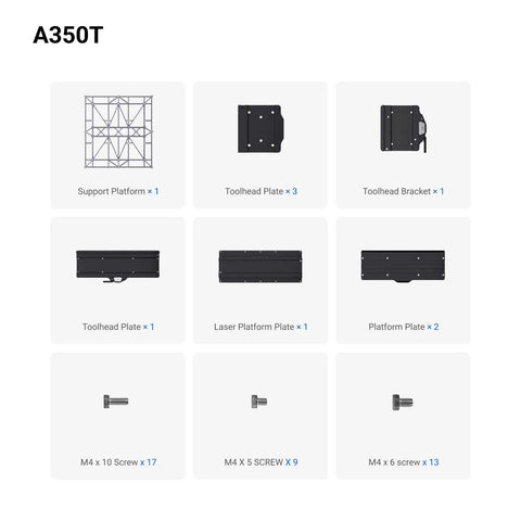 No Sweat Quick Swap Toolhead Interface For Snapmaker 2 Series, A350T accessory parts including toolhead plates.