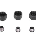 Six Piece Router Collet Kit Set with Carbon Steel Chuck Adapters and Locknuts for Trimmer and Engraving Machines