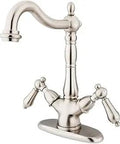Heritage 4 Inch Plate Vessel Lavatory Sink Faucet With Two Handles Solid Brass Deck Mount 1 Or 3 Hole Install Brushed Nickel